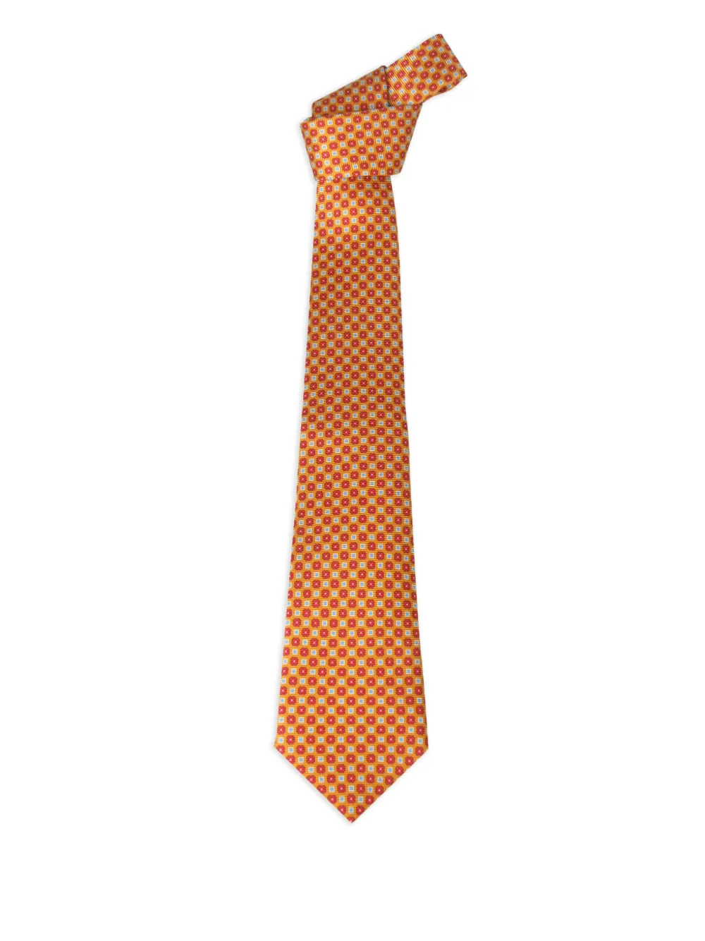 Kiton geometric-pattern silk tie | Orange | Image 1