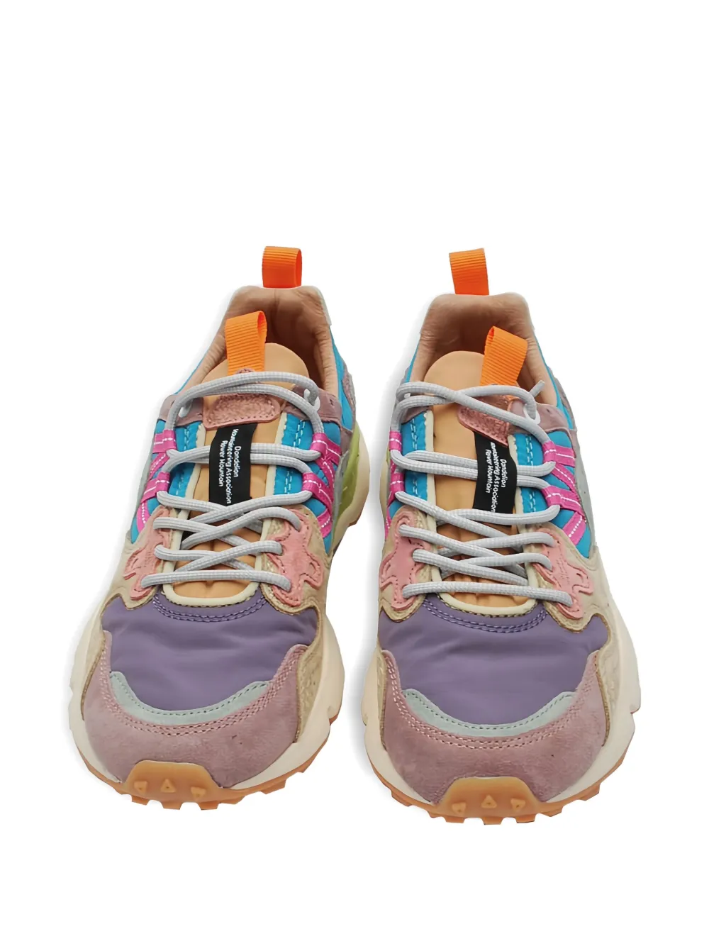 FLOWER MONTAIN multi-panelled lace-up low-top sneakers Neutrals