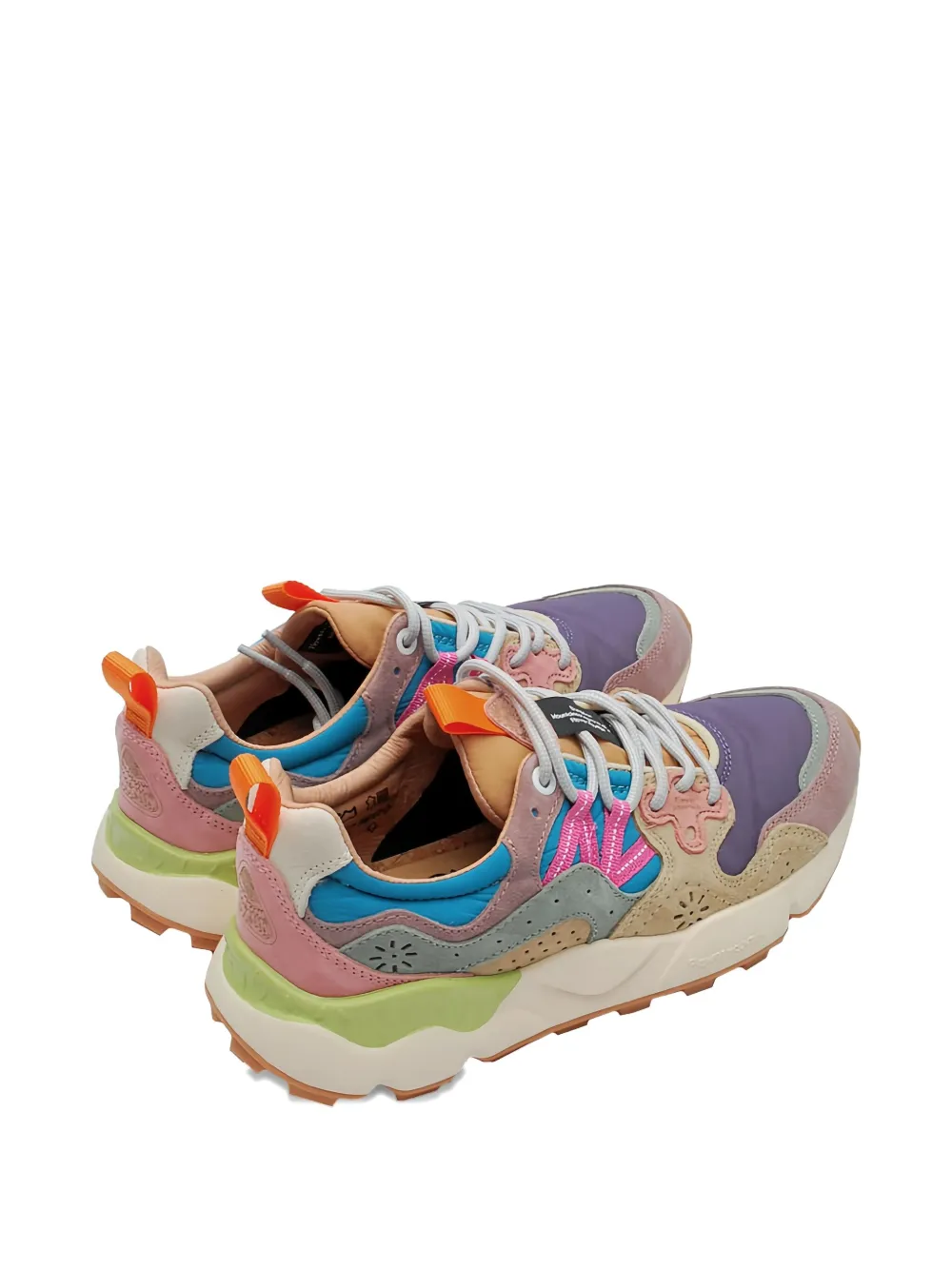 FLOWER MONTAIN multi-panelled lace-up low-top sneakers Neutrals
