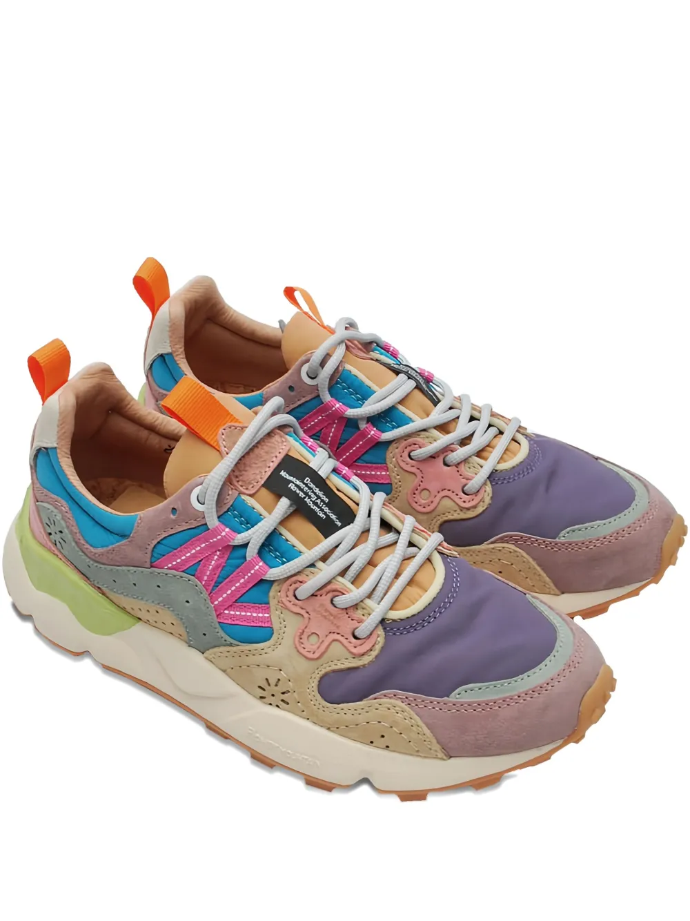 FLOWER MONTAIN multi-panelled lace-up low-top sneakers Neutrals