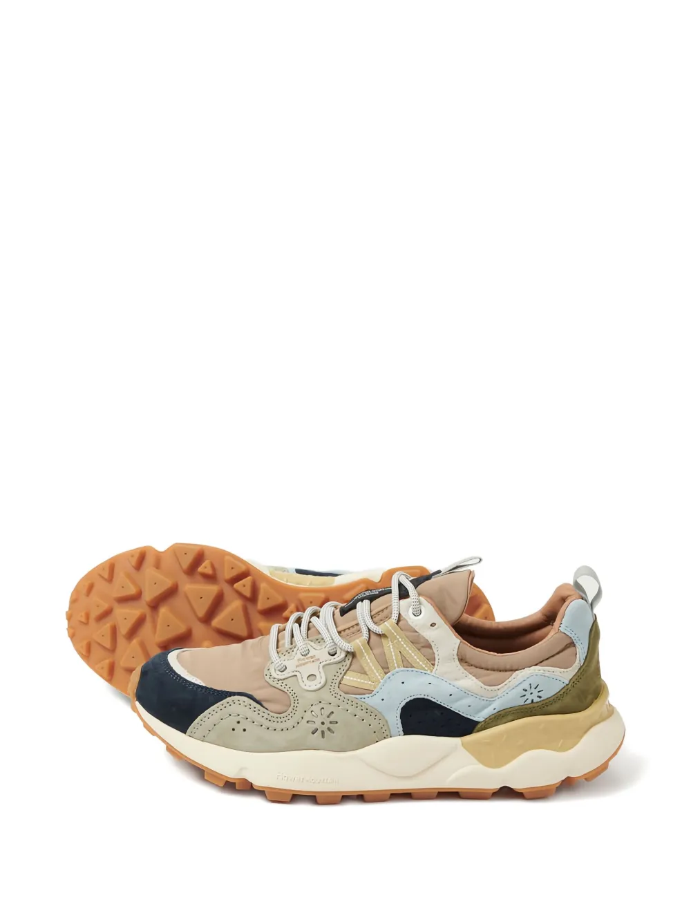 FLOWER MOUNTAIN embroidered-floral sneakers Brown