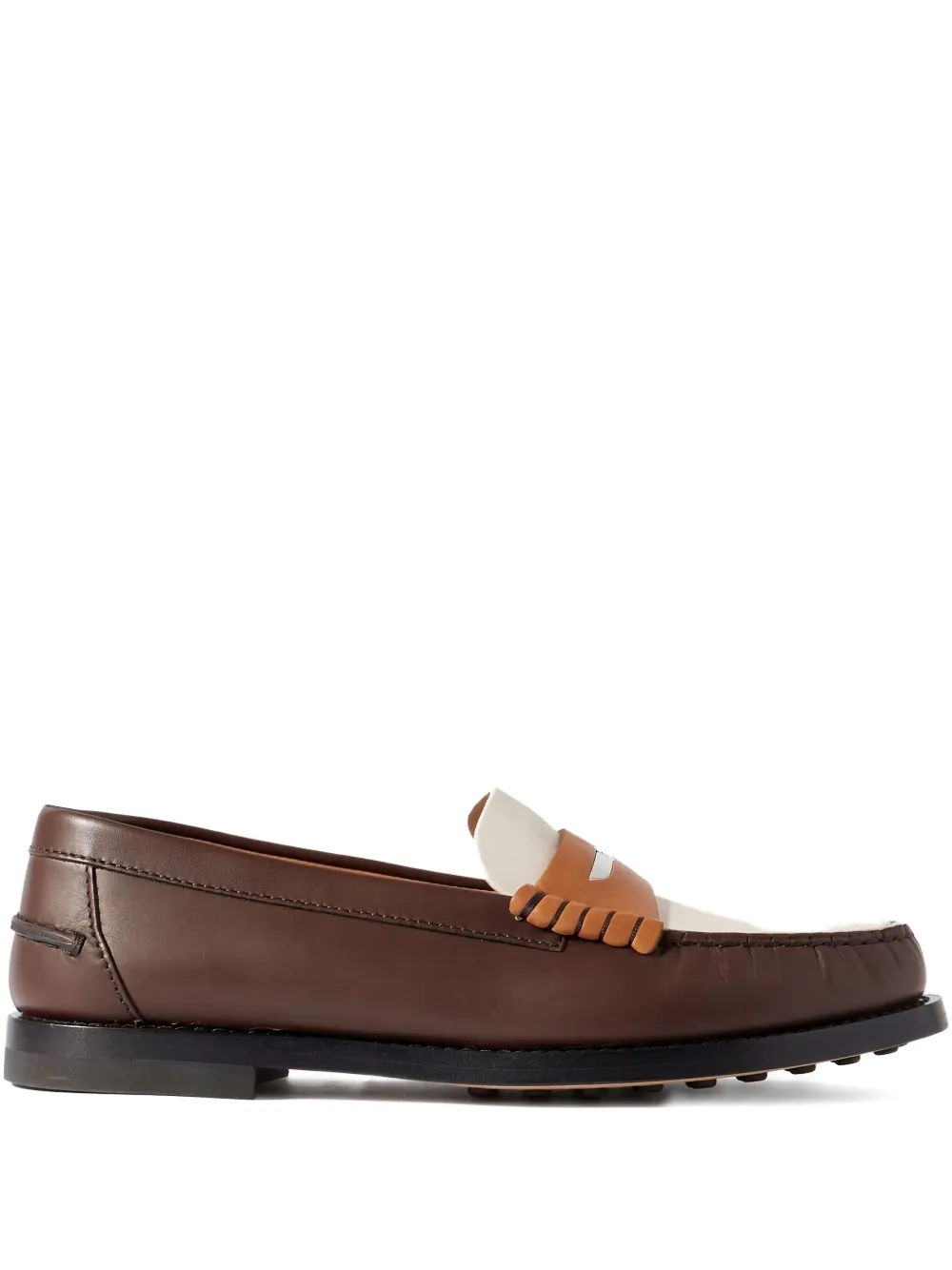 Tod's leather two-tone loafers Brown