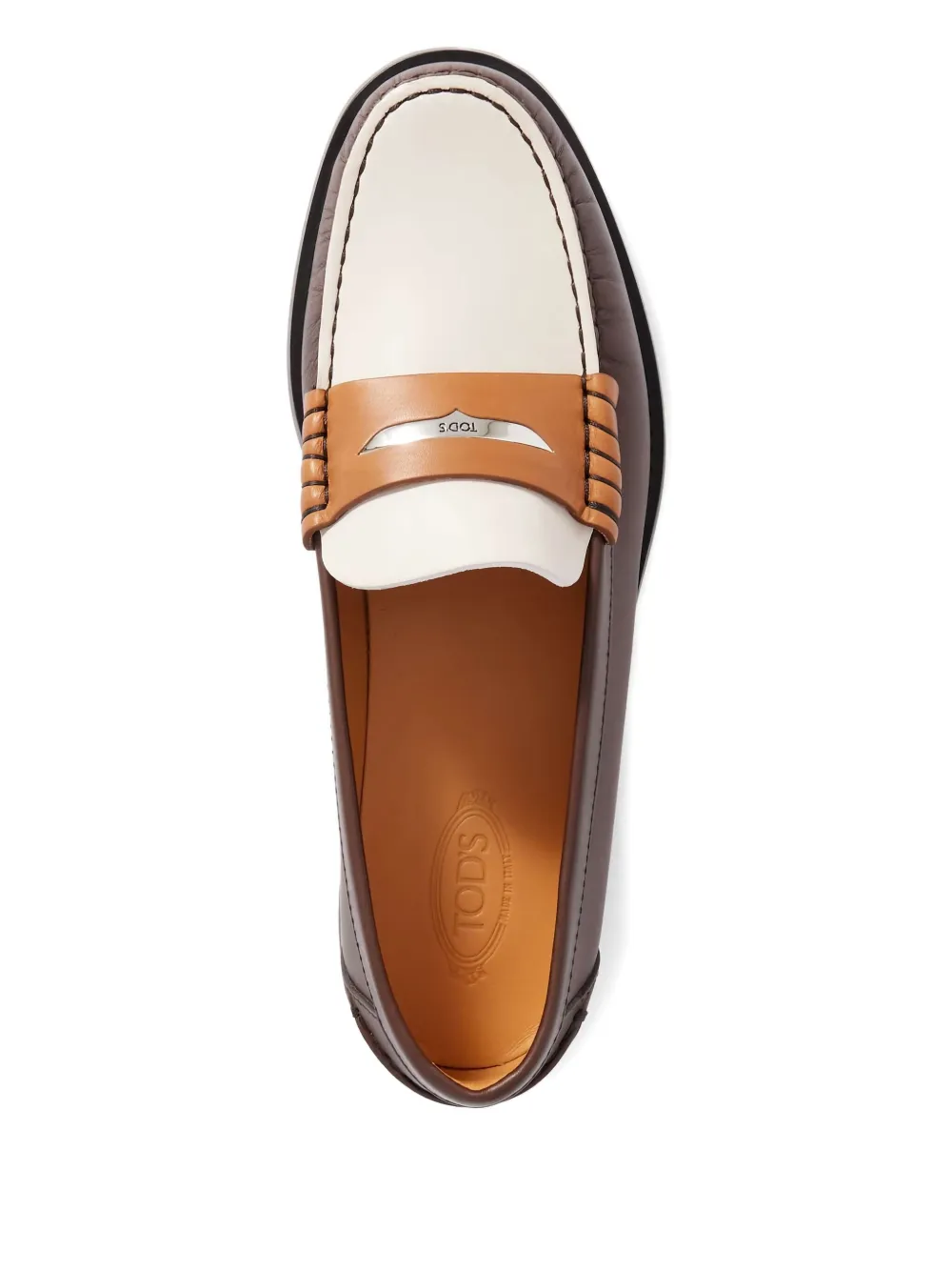 Tod's leather two-tone loafers Brown