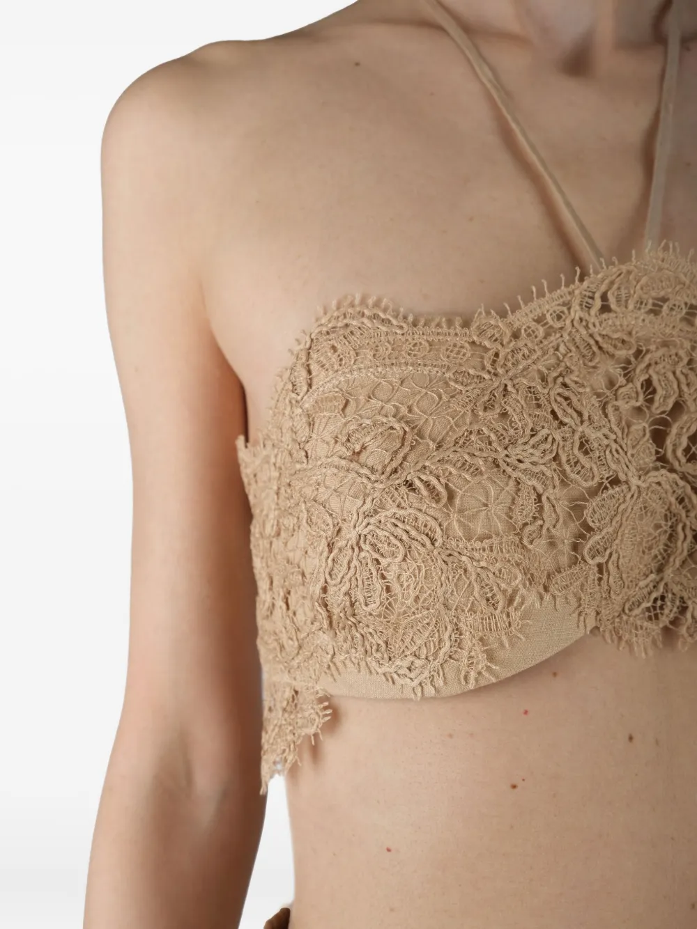 Ermanno Scervino Top met afwerking van kant Beige
