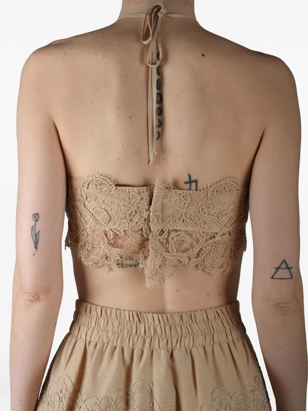 Ermanno Scervino Top met afwerking van kant Beige