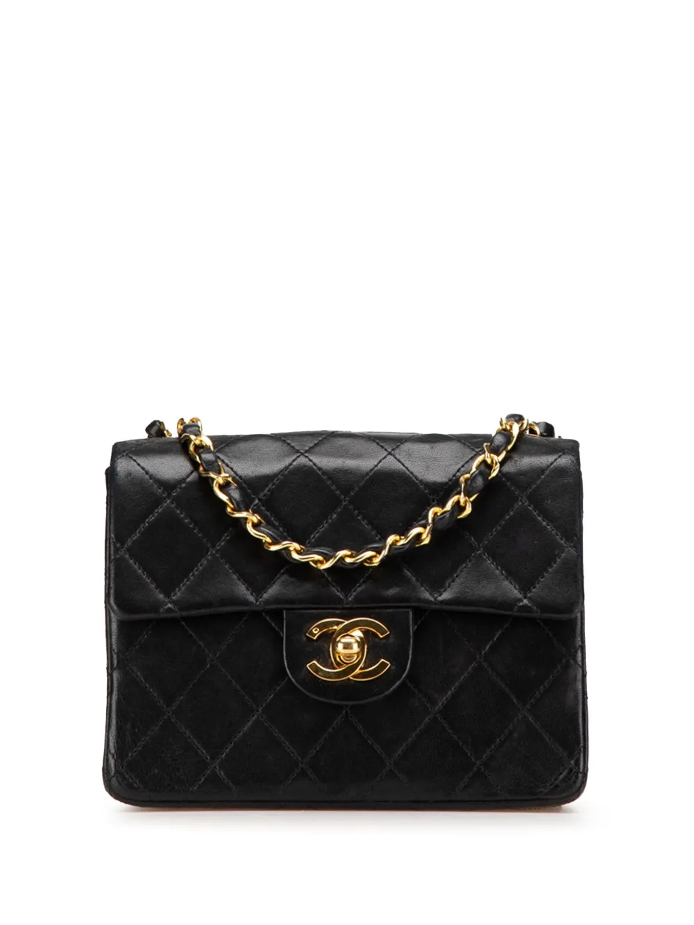 CHANEL Pre-Owned 1986-1988 ミニ スクエア クラシック ラムスキン シングルフラップ ショルダーバッグ - CHANEL Pre-Owned 1986-1988 ミニ スクエア クラシック ラムスキン シングルフラップ ショルダーバッグ -