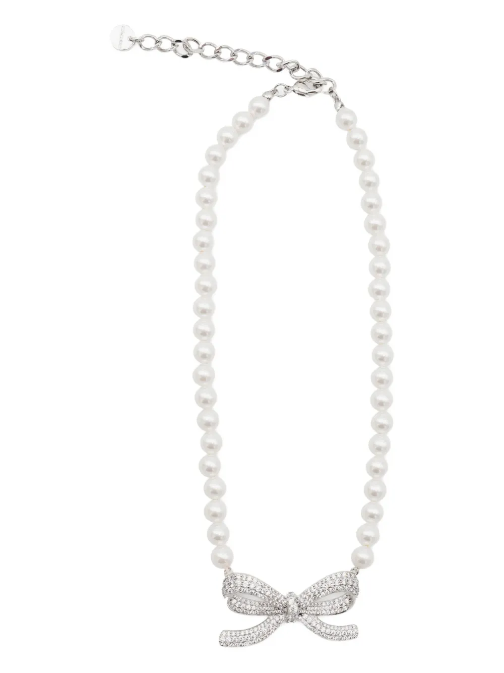 Self-Portrait Bow Pearl necklace | Silver | Image 1