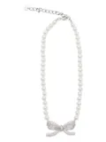 Self-Portrait Bow Pearl necklace - Silver