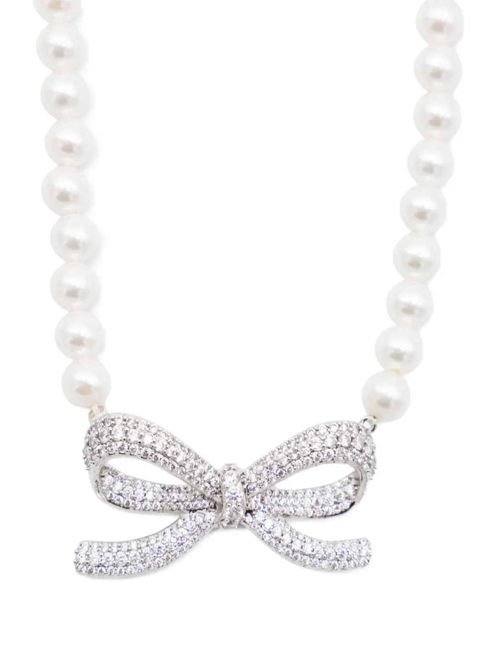 Self-Portrait Bow Pearl halsketting - Zilver