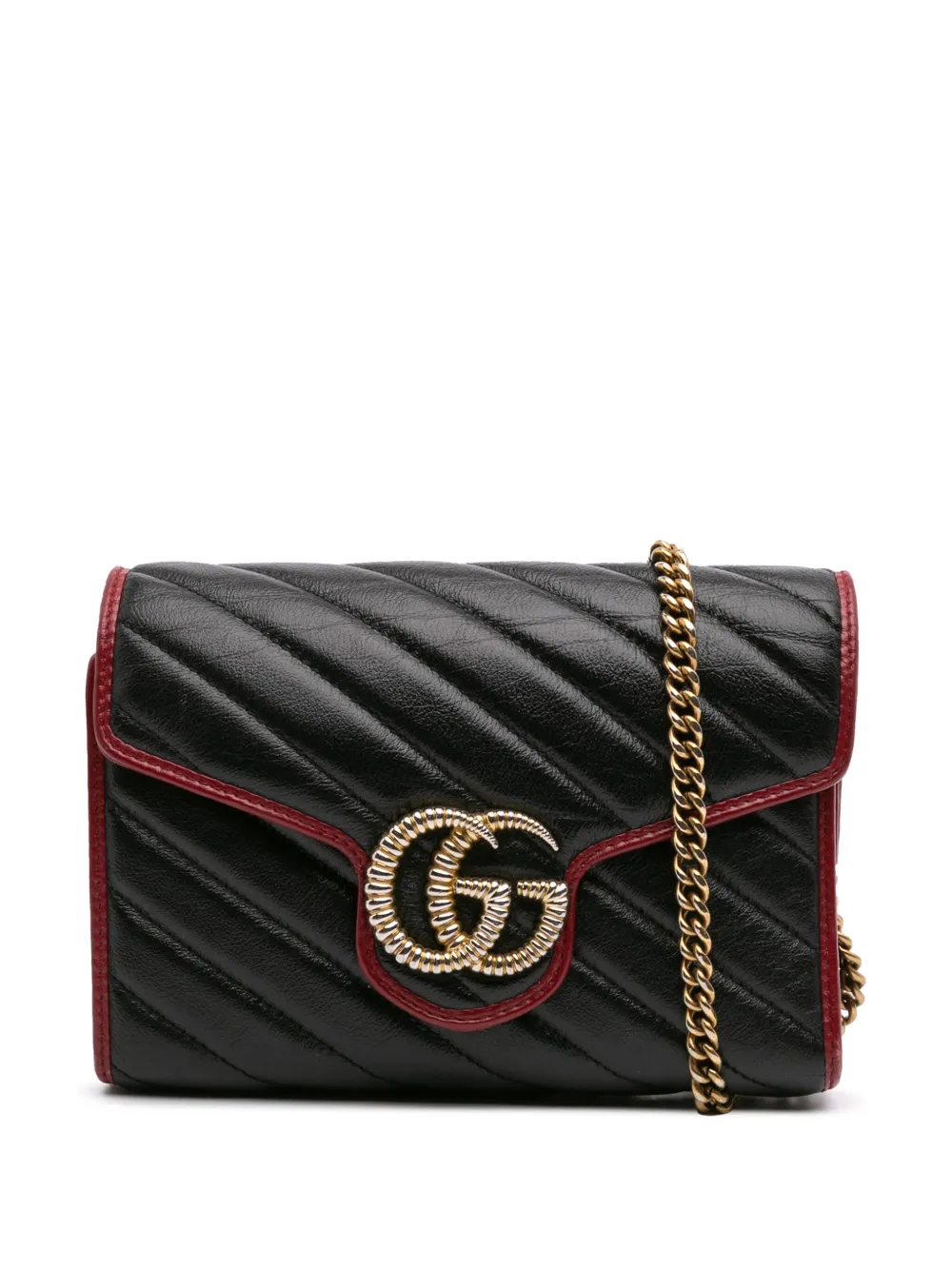 Pre-owned Gucci 2016-2024 Gg Marmont Matelasse Leather Torchon Wallet On Chain Crossbody Bag