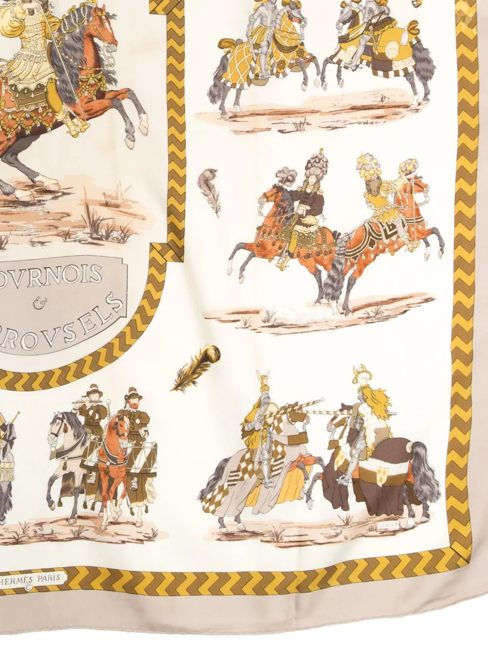 Pre-owned Hermes 1960s Tournois Et Carrousels Silk Scarf
