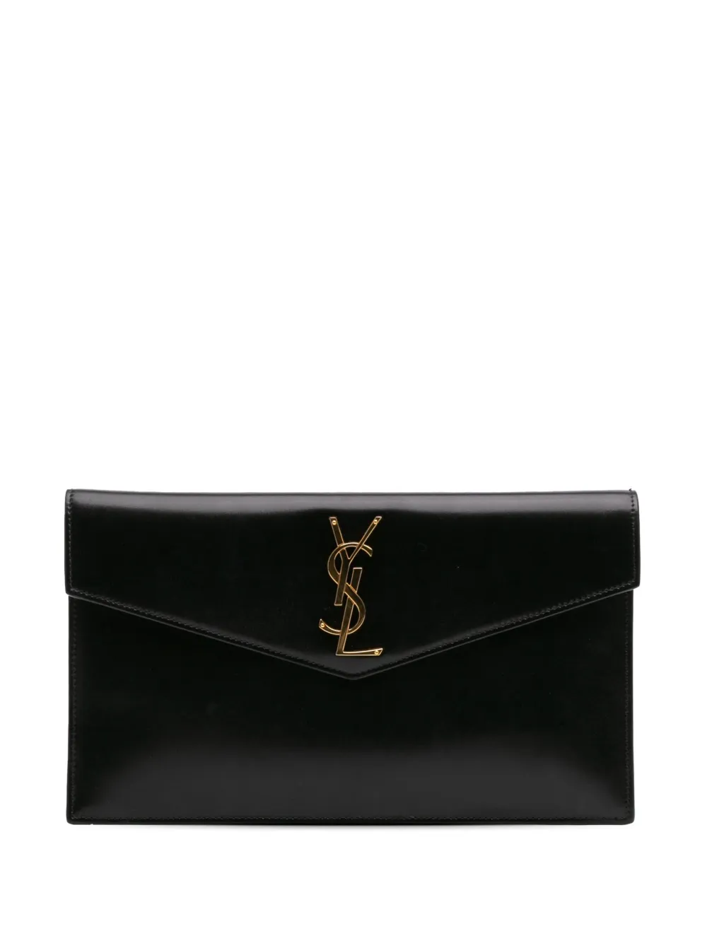 Saint Laurent Pre-Owned 2020 Smooth Shiny Calfskin Monogram Uptown Pouch clutch bag | Black | Image 1