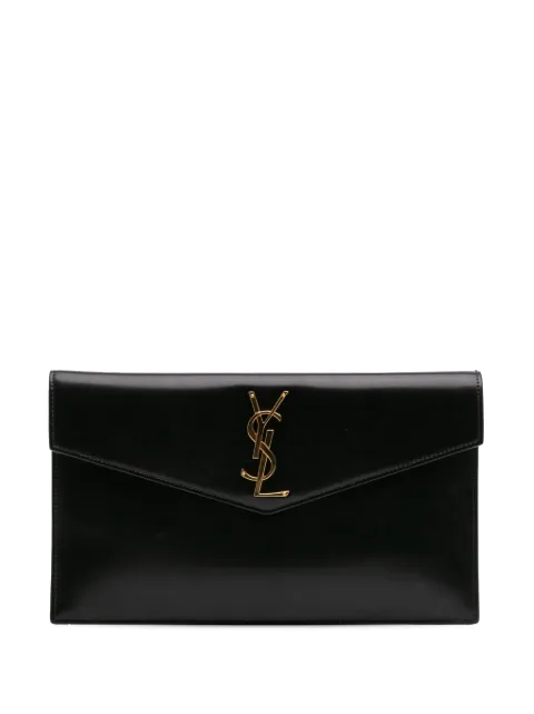 Saint Laurent Pre-Owned 2020 Smooth Shiny Calfskin Monogram Uptown Pouch clutch bag