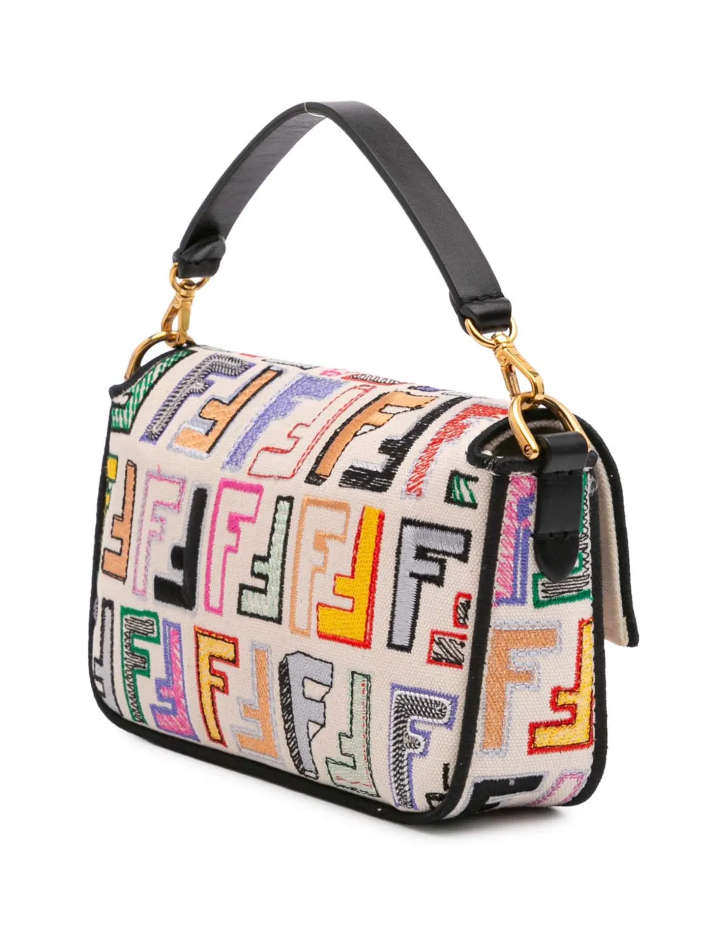 Pre-owned Fendi 2010-2024 Chinese Valentines Day Mini Zucca Embroidered Canvas Baguette Satchel
