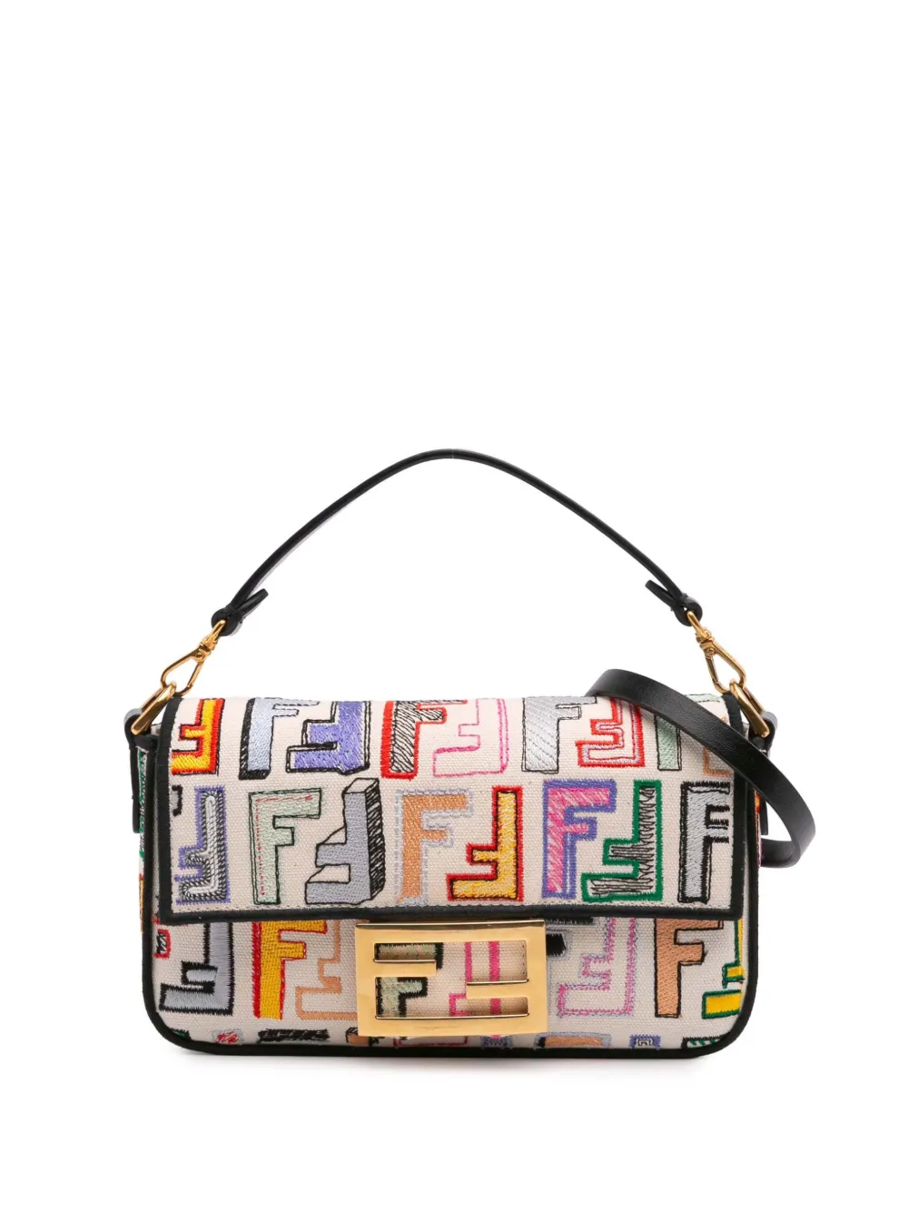 Fendi Pre-Owned 2010-2024 Chinese Valentines Day Mini Zucca Embroidered Canvas Baguette satchel | Brown | Image 1
