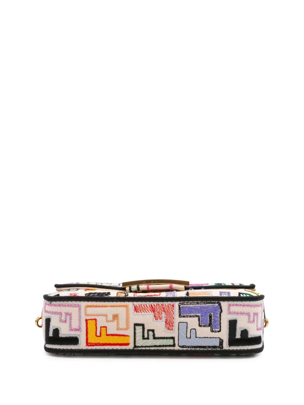 Pre-owned Fendi 2010-2024 Chinese Valentines Day Mini Zucca Embroidered Canvas Baguette Satchel