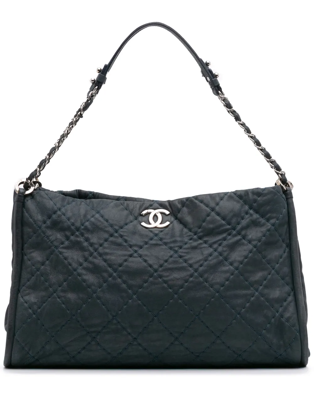 CHANEL Pre-Owned 2012 Large Quilted Iridescent Calfskin CC Relax tote bag | Blue | Image 1