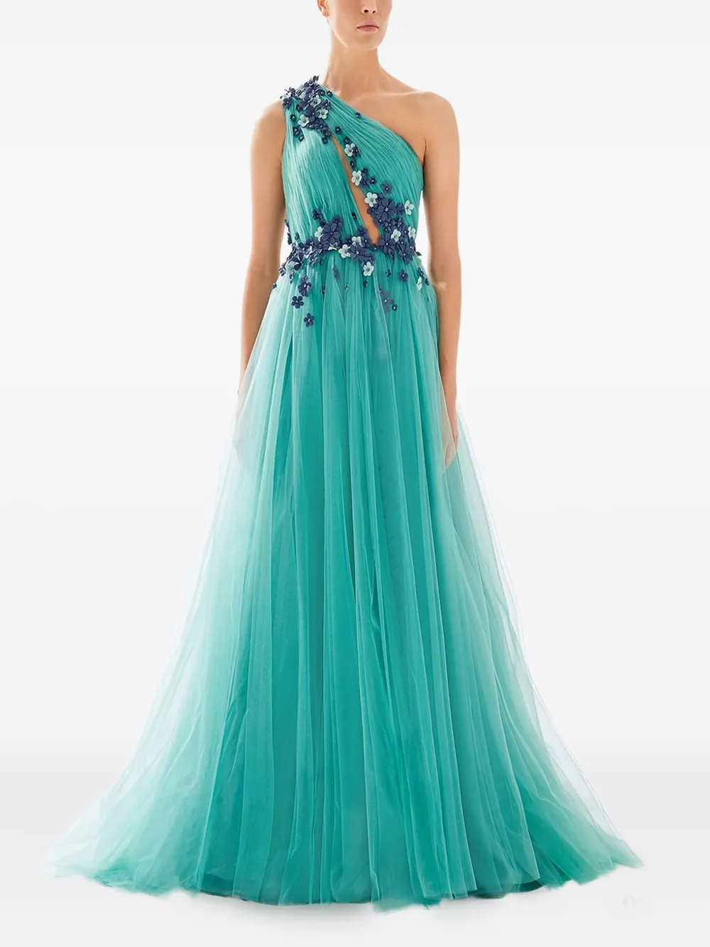 TARIK EDIZ Lucia floral-embellishment maxi dress - グリーン TARIK EDIZ Lucia floral-embellishment maxi dress - グリーン
