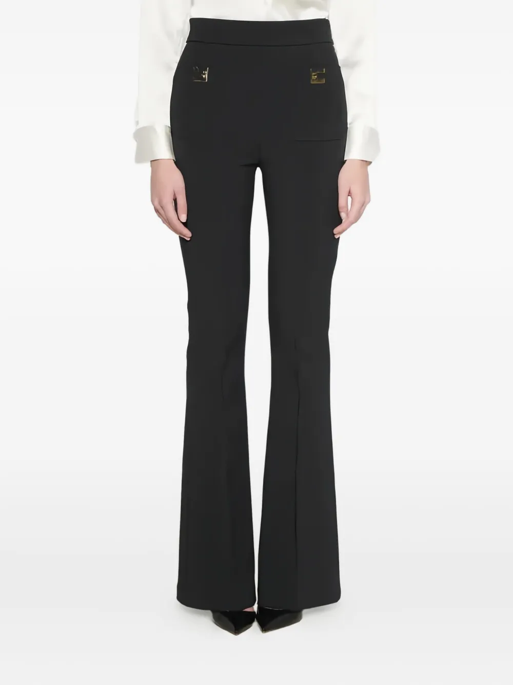 Elisabetta Franchi Broek met logoplakkaat Zwart