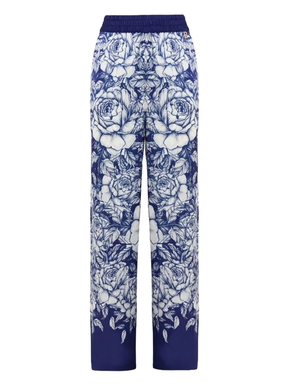 rose-print elasticated-waist trousers