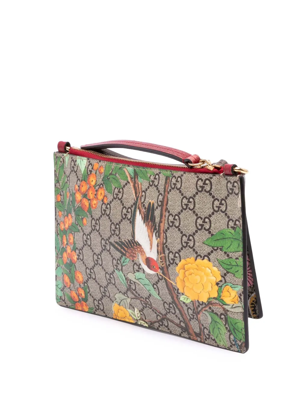Pre-owned Gucci 2016-2024 Gg Supreme Bengal Double Zip Pochette Crossbody Bag