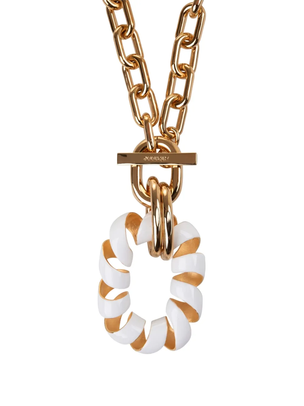 Rabanne Double Xl Link Twist Enamel-charm Necklace In Gold