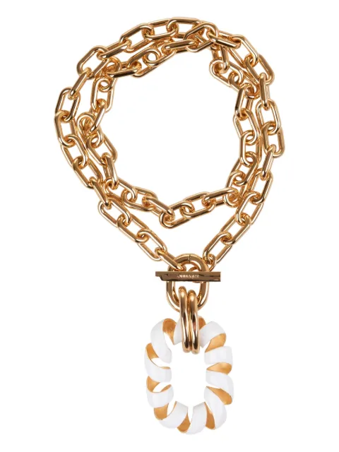 Rabanne Double XL link twist enamel-charm necklace