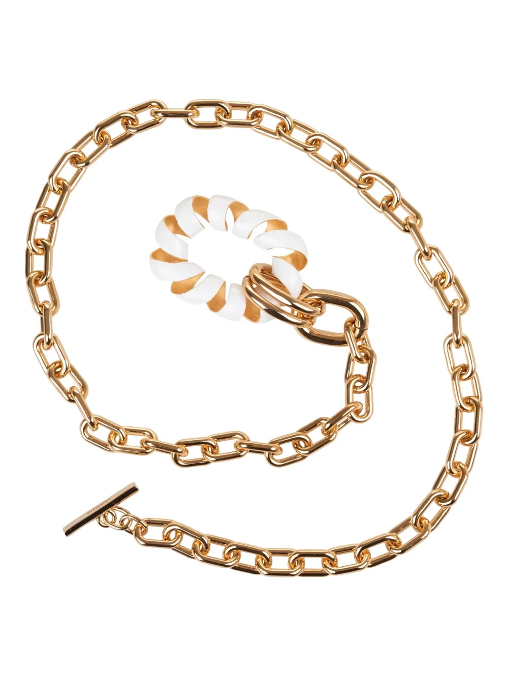 Rabanne Double Xl Link Twist Enamel-charm Necklace In Gold