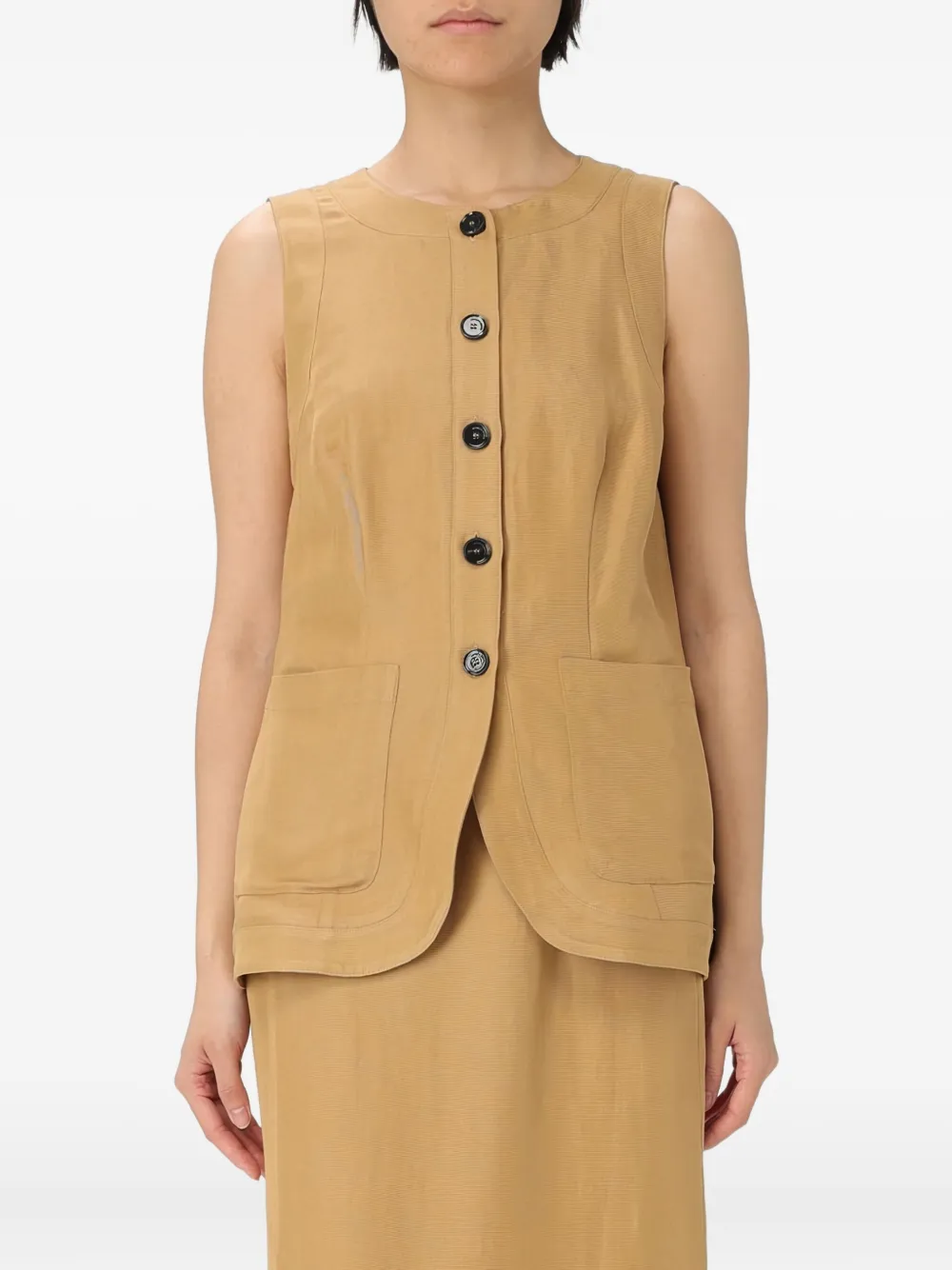 Liviana Conti button-fastening pocket vest | Neutrals | Image 1