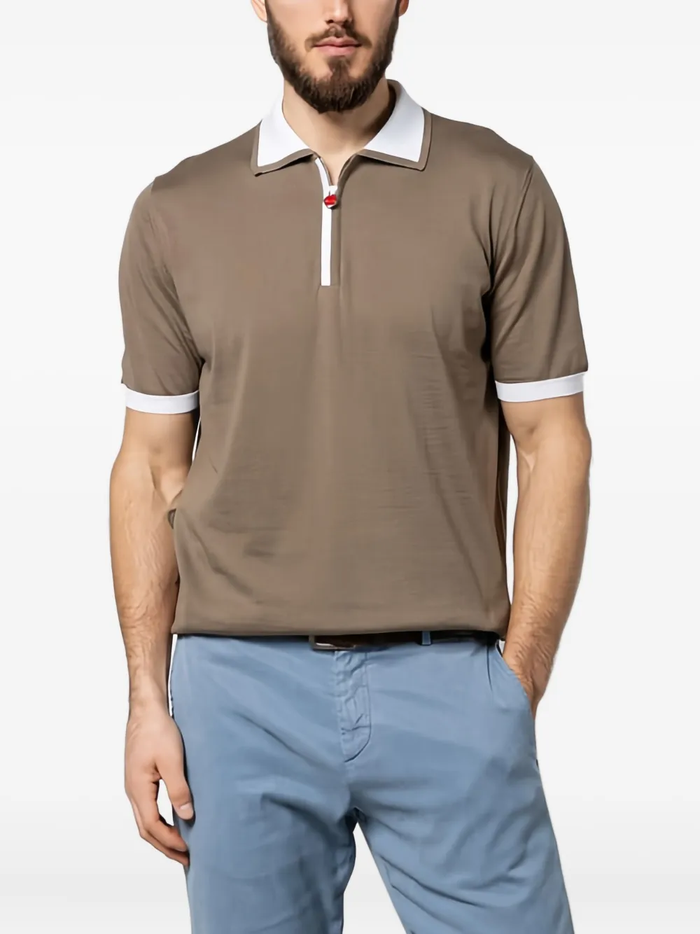 Kiton Poloshirt met rits Bruin