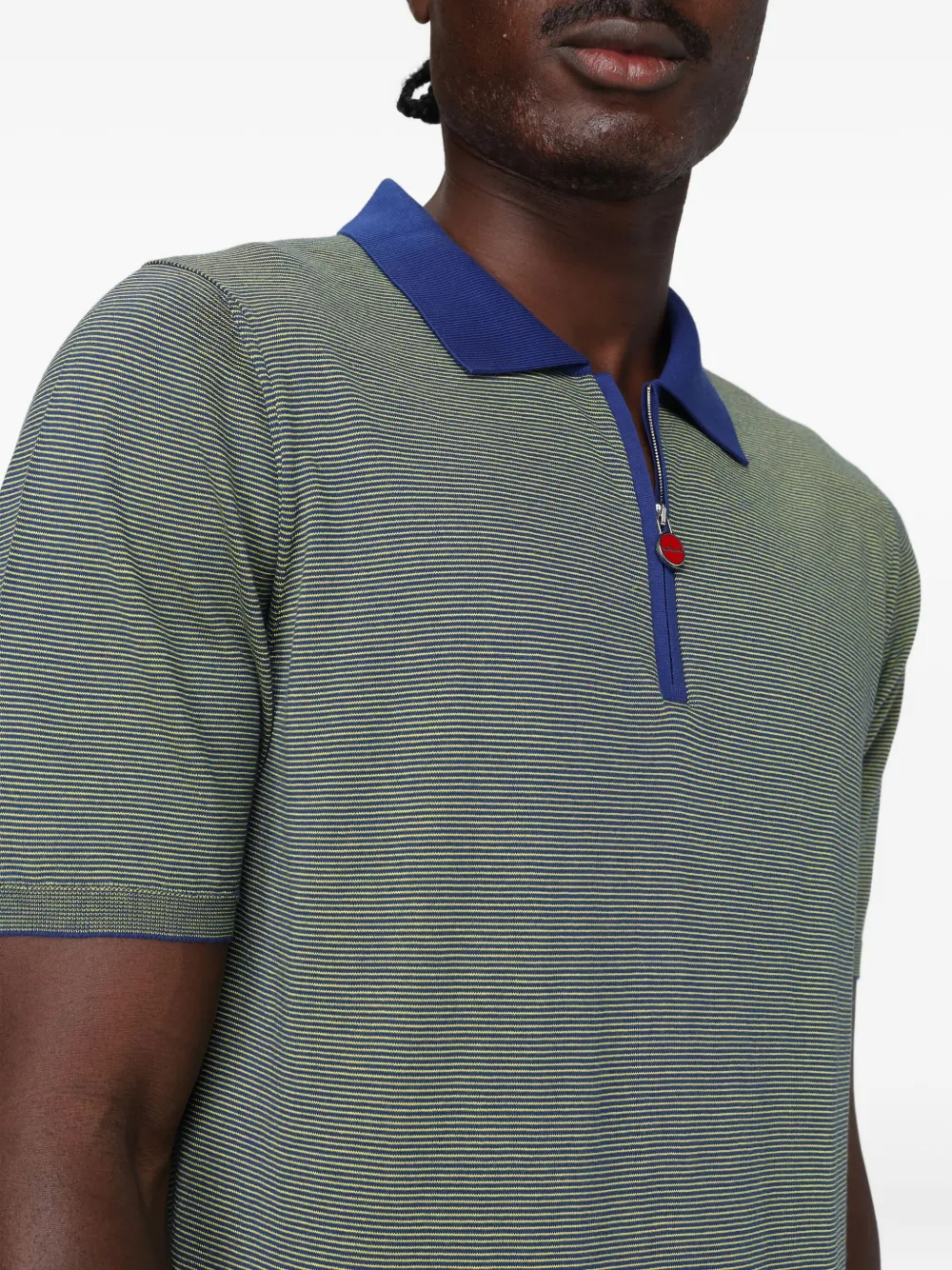 Kiton Gestreept poloshirt met rits Groen