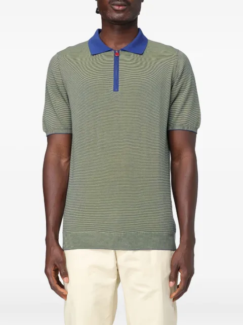 Kiton striped zip-neck polo shirt
