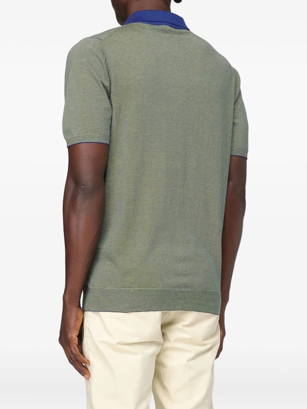 Kiton Gestreept poloshirt met rits Groen