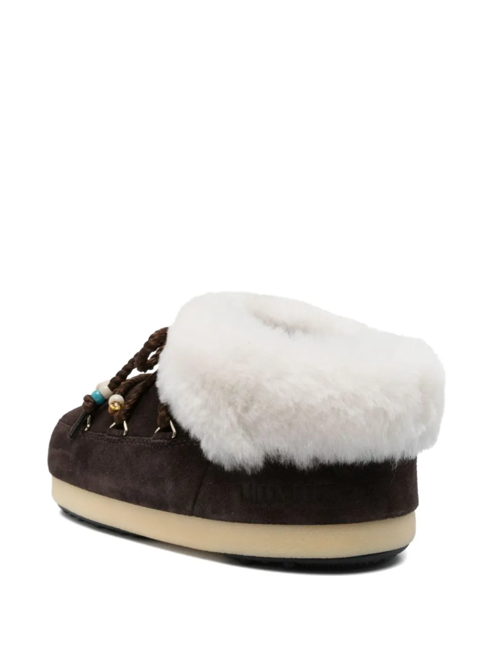 Moon Boot Evx Beaded Shearling Mules In Brown