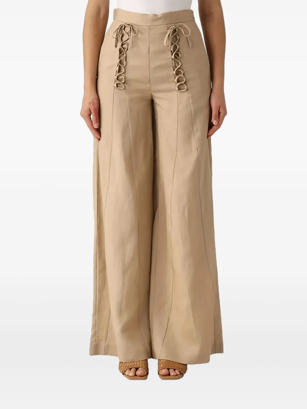 TWINSET Broek met wijde pijpen Beige