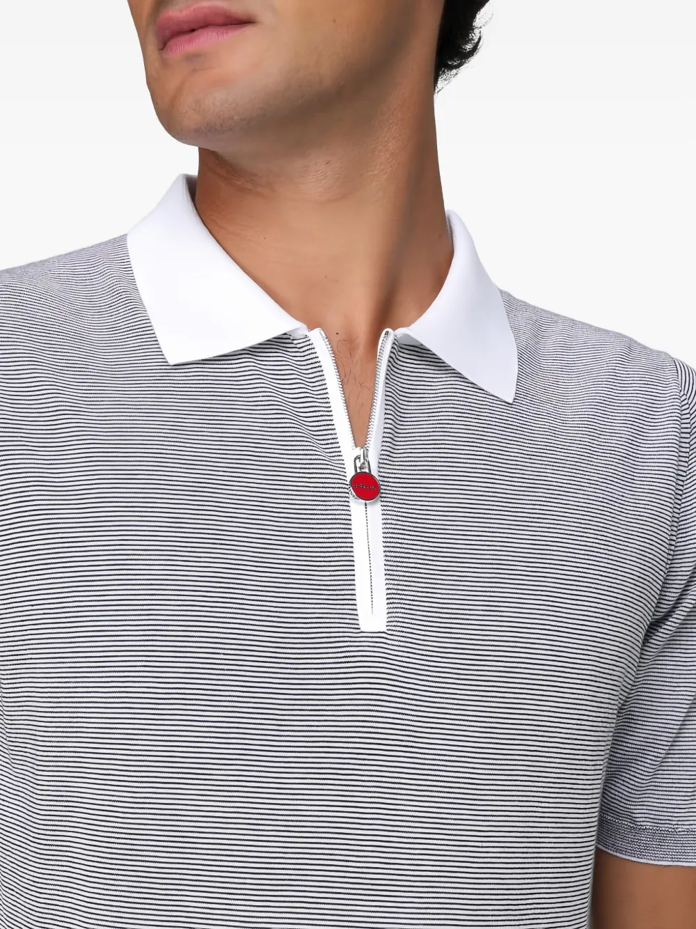 Kiton stripe-pattern polo shirt Grijs