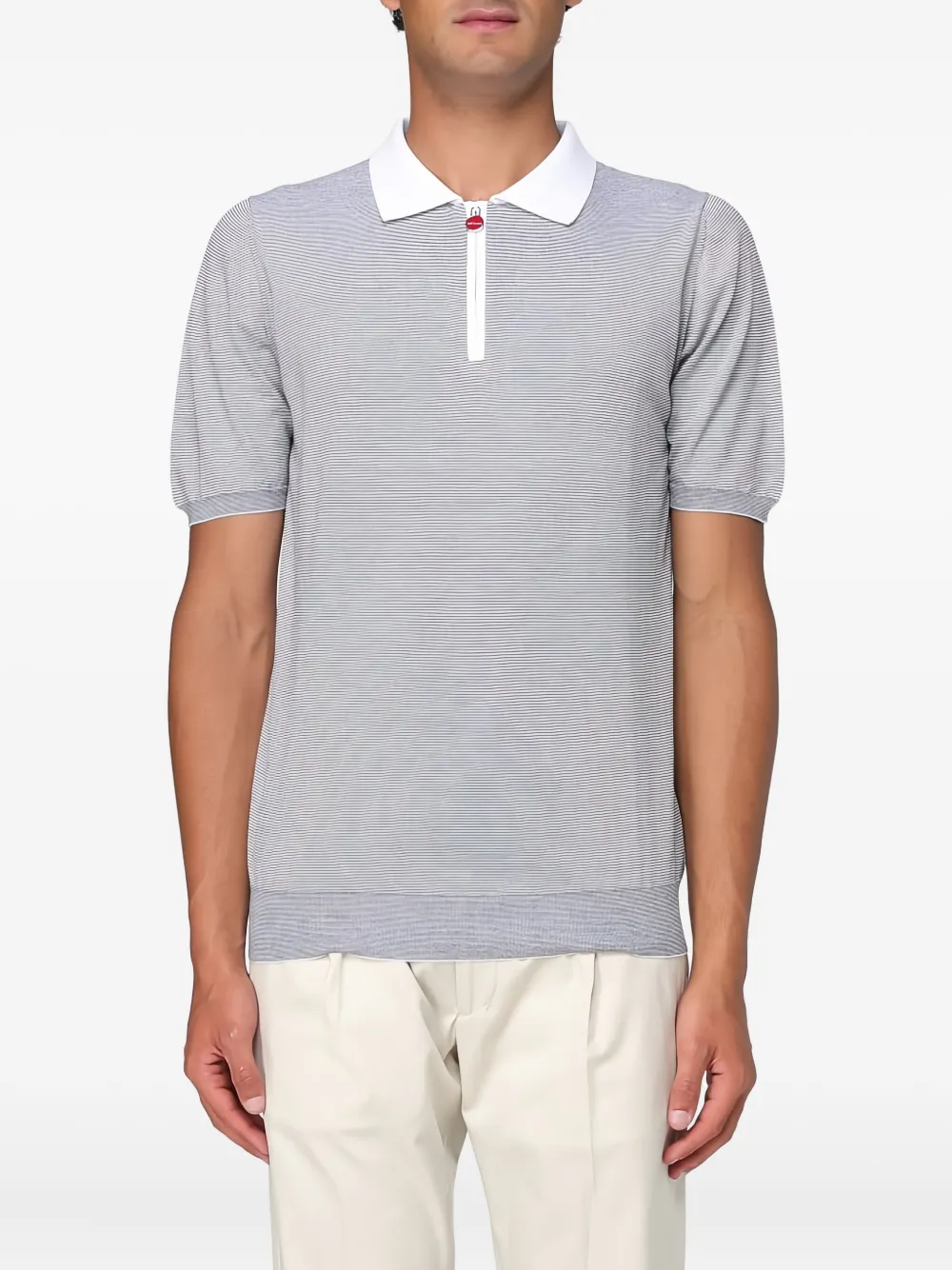 Kiton stripe-pattern polo shirt Grijs