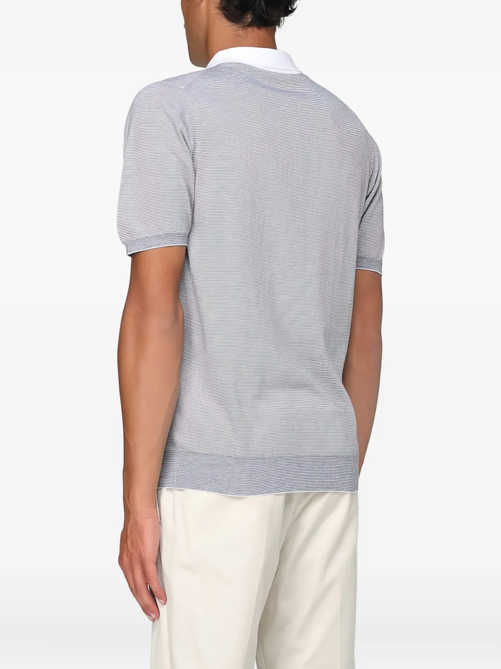 Kiton stripe-pattern polo shirt Grijs