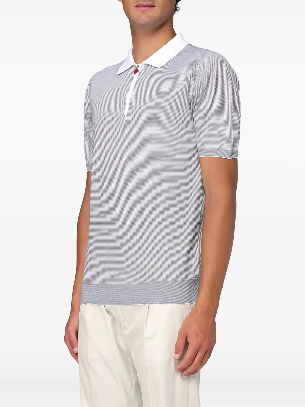 Kiton stripe-pattern polo shirt - Grijs