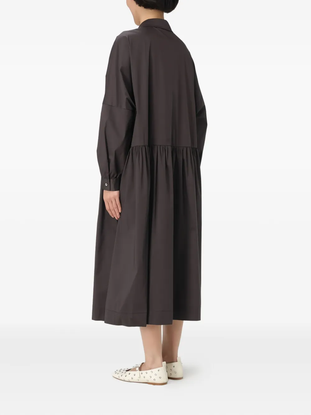 Liviana Conti Geplooide jurk met knopen Bruin