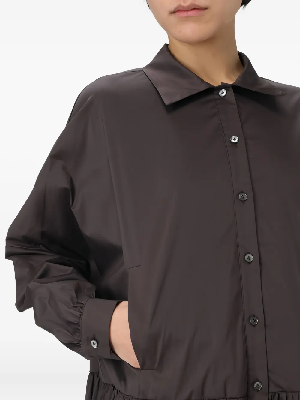 Liviana Conti Geplooide jurk met knopen Bruin