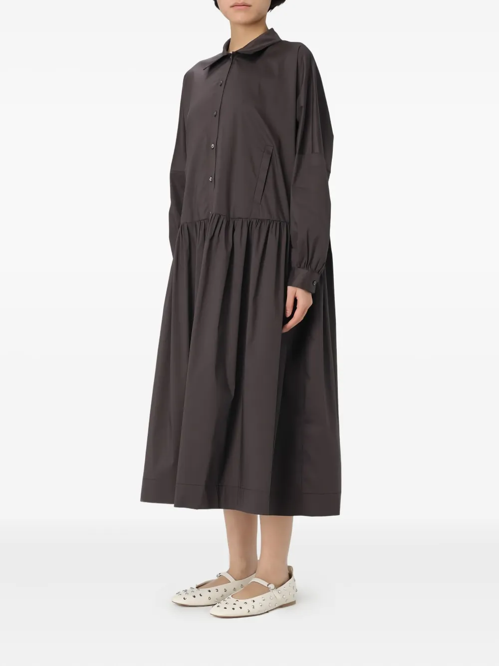 Liviana Conti buttoned gathered dress - Bruin
