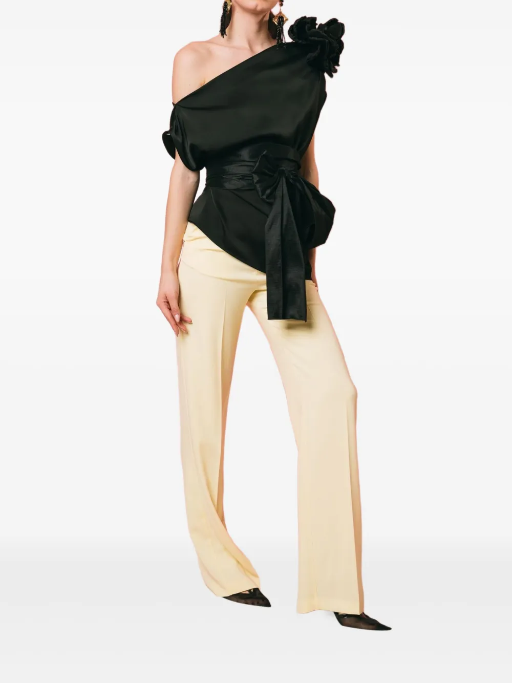 GIADA CURTI one-shoulder top - Zwart