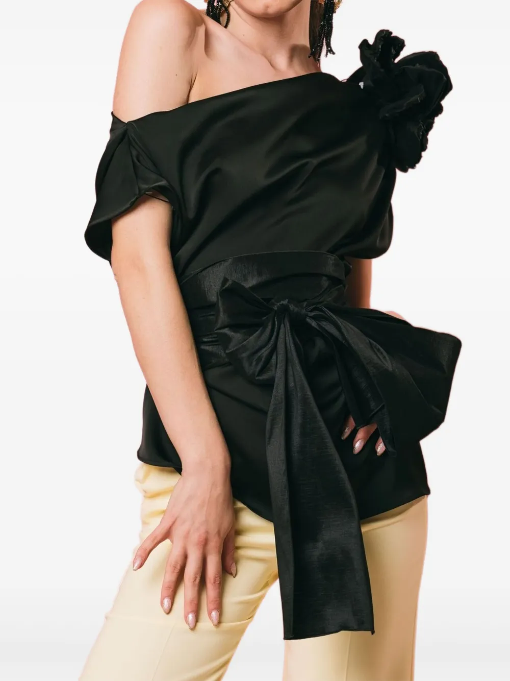 GIADA CURTI one-shoulder top - Nero