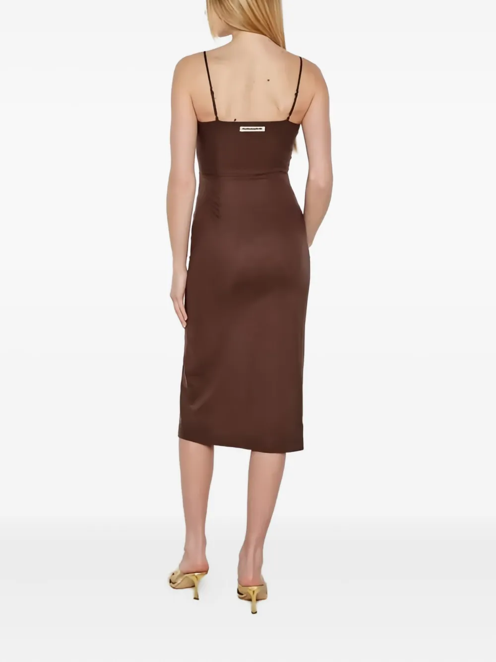 Patrizia Pepe split-neck midi dress Bruin