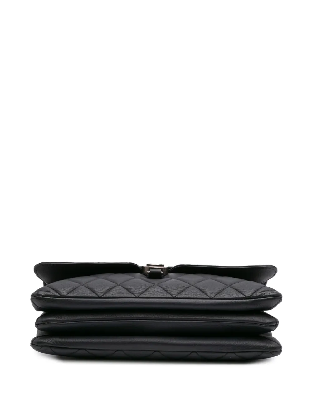 Pre-owned Chanel 2015-2016 Small Quilted Grained Calfskin Cc Round Clasp Accordion Flap Shoulder Bag