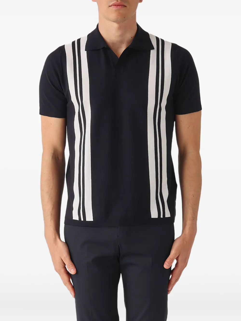 Della Ciana stripe-panel polo shirt | Blue | Image 1