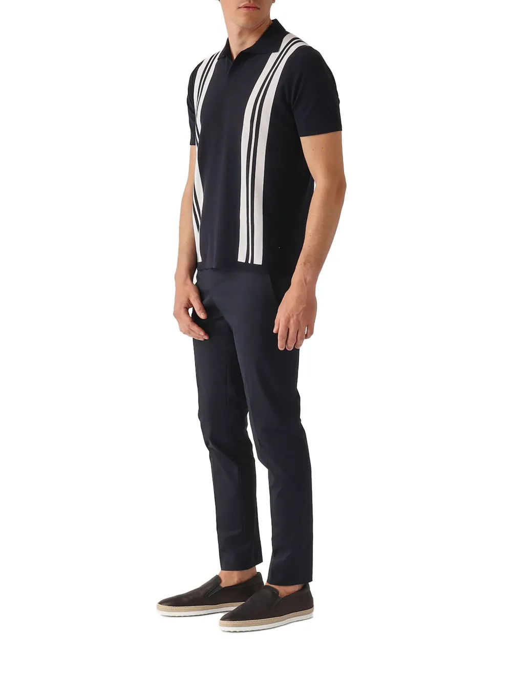 Della Ciana Poloshirt met gestreept vlak - Blauw