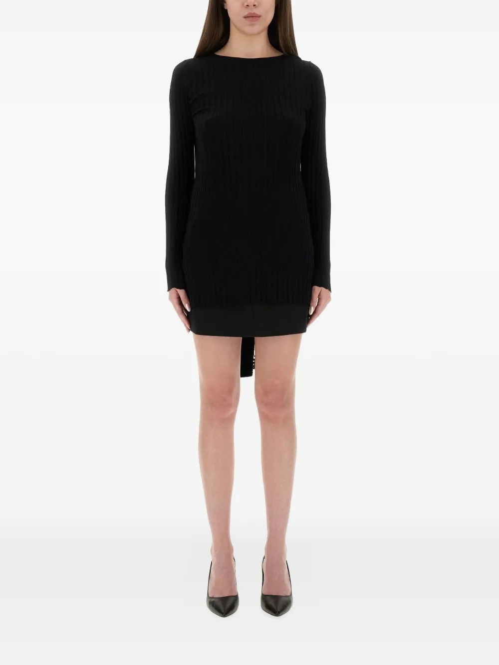 MOSCHINO JEANS ribbed tie kmini dress - Nero