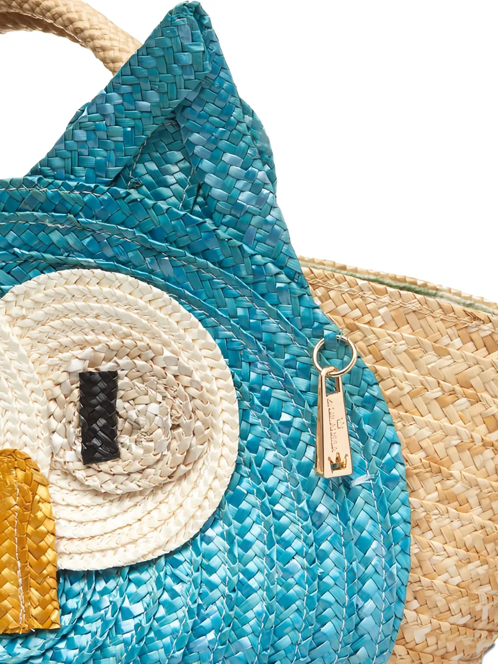 la milanesa owl-face straw shoulder bag Beige